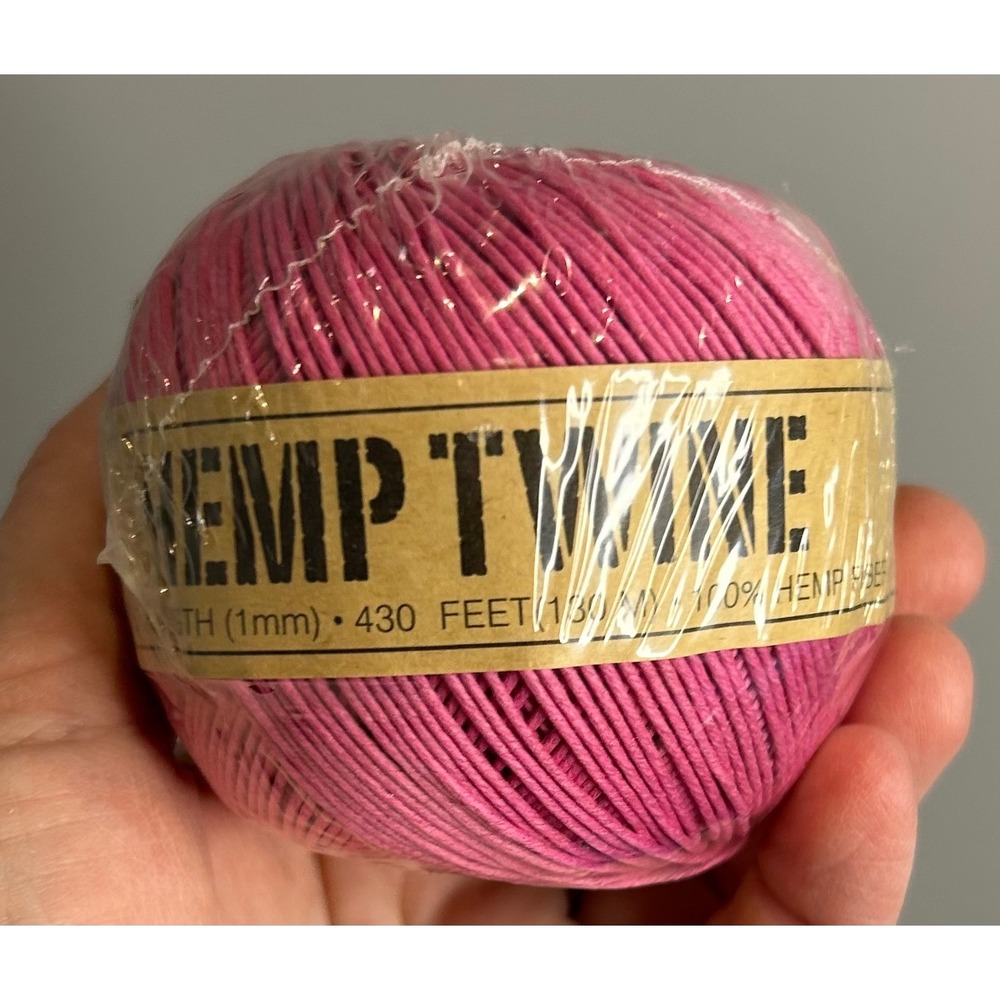 Pink Hemp Twine Ball 1mm 430ft 100g 20lb Test Strength 100% Hemp Fiber 10203
